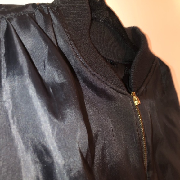 Black Zip Bomber Jacket (with pockets) - Picture 4 of 5